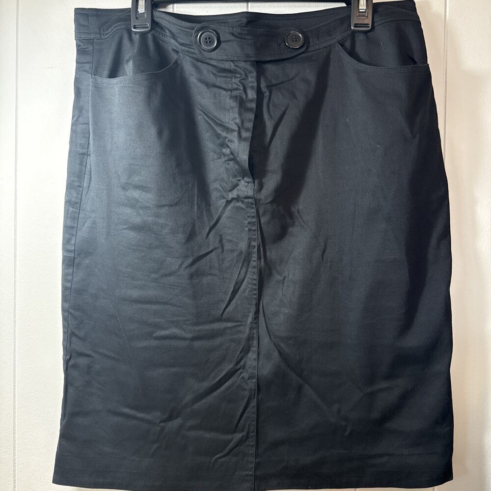 Spiegel Black Skirt Cotton Blend Front Pockets Straight Skirt Sz 16 V9